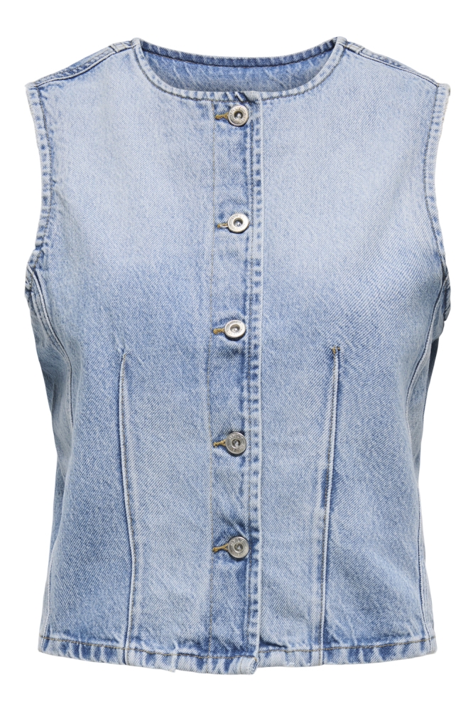 ONLAYA S/L FITTED DNM VEST TAI 15359066 LIGHT BLUE DENIM